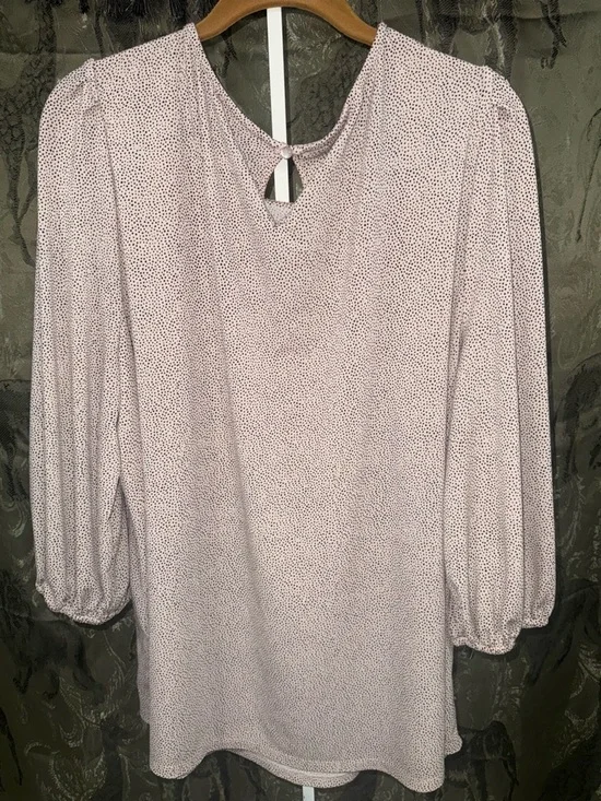 Adrianna Papell Light Pink Dotted Long-Sleeve Tunic - Picture 2 of 8